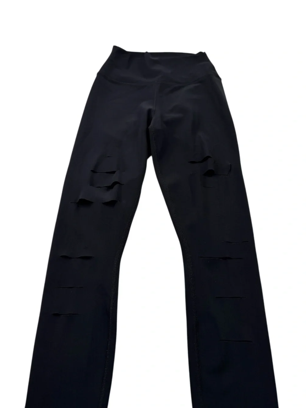 Alo Yoga 7/8 High Waist Ripped Warrior Leggings Black XS